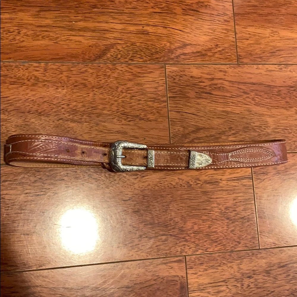 Men’s Vintage Brown Western Style Embossed Belt 30